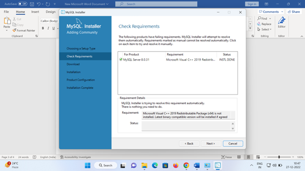 MySQL Installation on Windows 11 Pro 64 bit