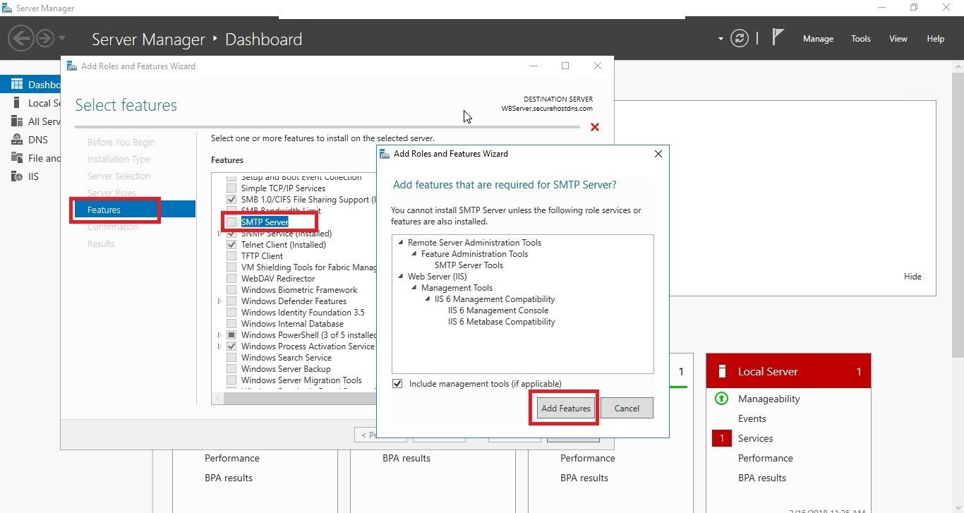 Step by step tutorial on how to configure SMTP server in Windows server 2016 7