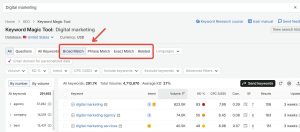 Keyword Ideas with Match Types