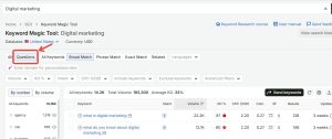 Long-Tail Keywords with the Questions Filter